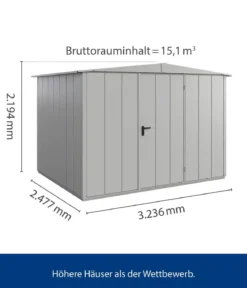 Hörmann Berry-Gerätehaus Modern-S Typ 3, ca. B323,6/H219,4/T247,7 cm
