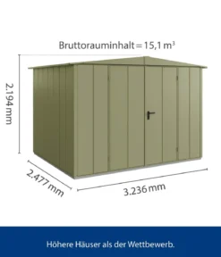 Hörmann Berry-Gerätehaus Modern-S Typ 3, ca. B323,6/H219,4/T247,7 cm