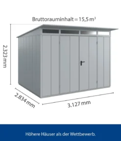 Hörmann Berry-Gerätehaus Modern-P Typ 3, ca. B312,7/H232,3/T283,4 cm