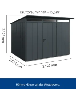 Hörmann Berry-Gerätehaus Modern-P Typ 3, ca. B312,7/H232,3/T283,4 cm