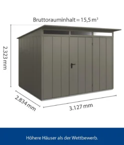 Hörmann Berry-Gerätehaus Modern-P Typ 3, ca. B312,7/H232,3/T283,4 cm