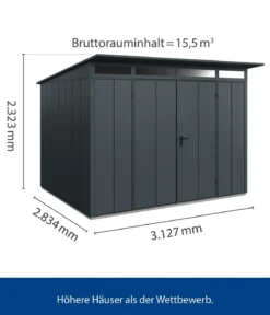 Hörmann Berry-Gerätehaus Modern-P Typ 3, ca. B312,7/H232,3/T283,4 cm