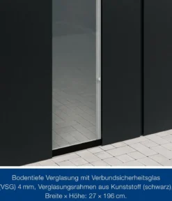 Hörmann Juno VSG-Echtglas Wandelement M/L-Sk, anthrazit, ca. B50/H208 cm
