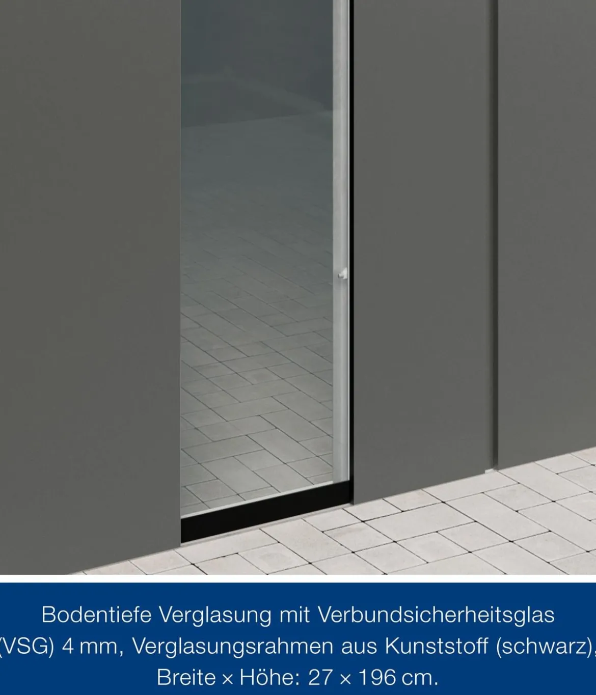 Hörmann Juno VSG-Echtglas Wandelement M/L-Sk, graualuminium, ca. B50/H208 cm