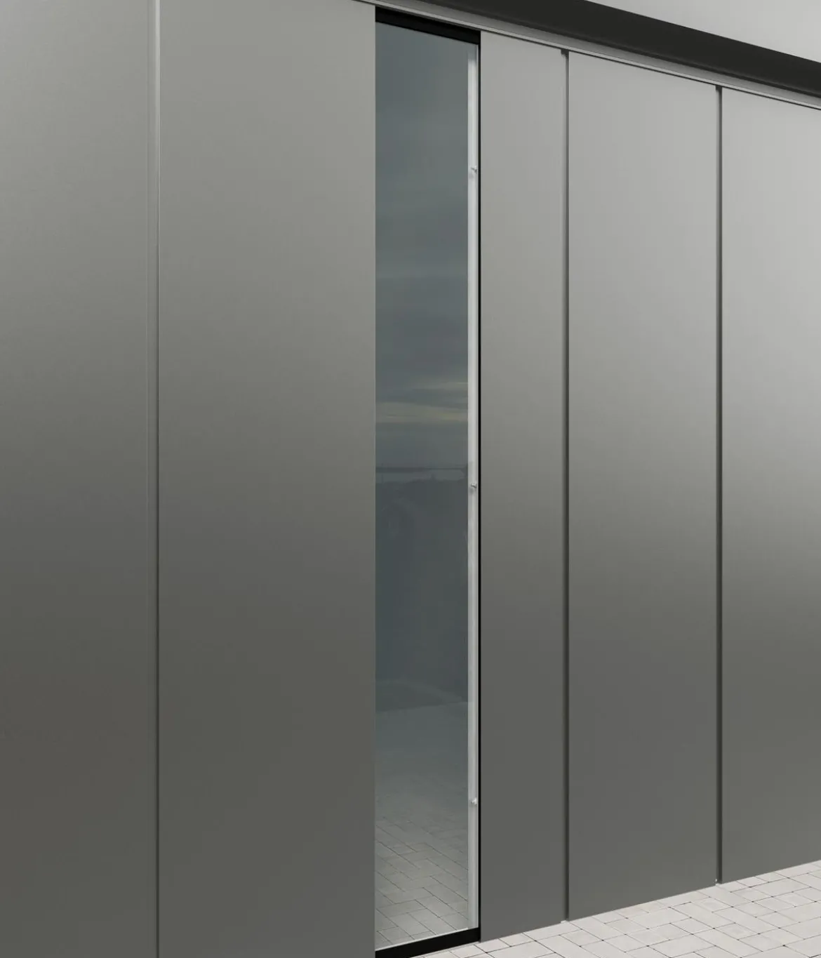 Hörmann Juno VSG-Echtglas Wandelement M/L-Sk, graualuminium, ca. B50/H208 cm