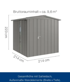 Hörmann Metallgerätehaus Juno JSD5 M-Sk Motiv Modern bodentiefes Fenster, ca. B237/H223/T229 cm