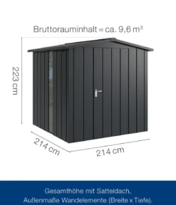 Hörmann Metallgerätehaus Juno JSD5 M-Sk Motiv Modern bodentiefes Fenster, ca. B237/H223/T229 cm