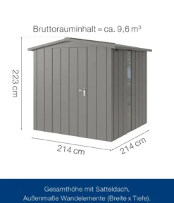 Hörmann Metallgerätehaus Juno JSD5 M-Sk Motiv Modern bodentiefes Fenster, ca. B237/H223/T229 cm