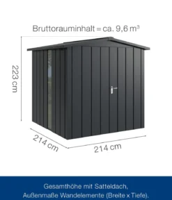 Hörmann Metallgerätehaus Juno JSD5 M-Sk Motiv Modern bodentiefes Fenster mit Doppeltür, ca. B237/H223/T229 cm