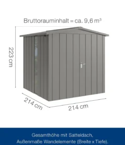 Hörmann Metallgerätehaus Juno JSD5 M-Sk Motiv Modern bodentiefes Fenster mit Doppeltür, ca. B237/H223/T229 cm