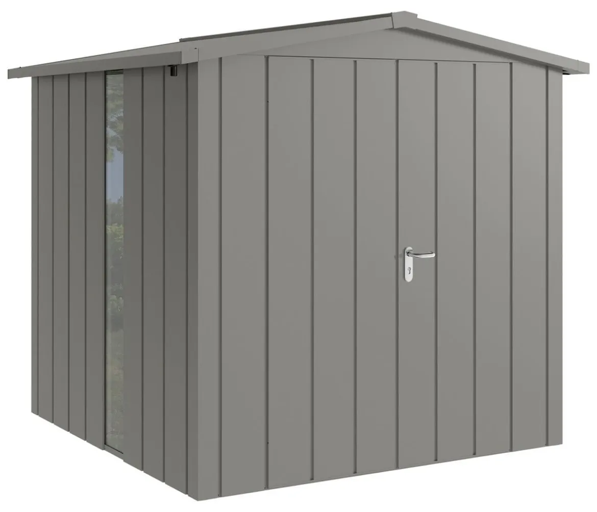 Hörmann Metallgerätehaus Juno JSD5 M-Sk Motiv Modern bodentiefes Fenster mit Doppeltür, ca. B237/H223/T229 cm