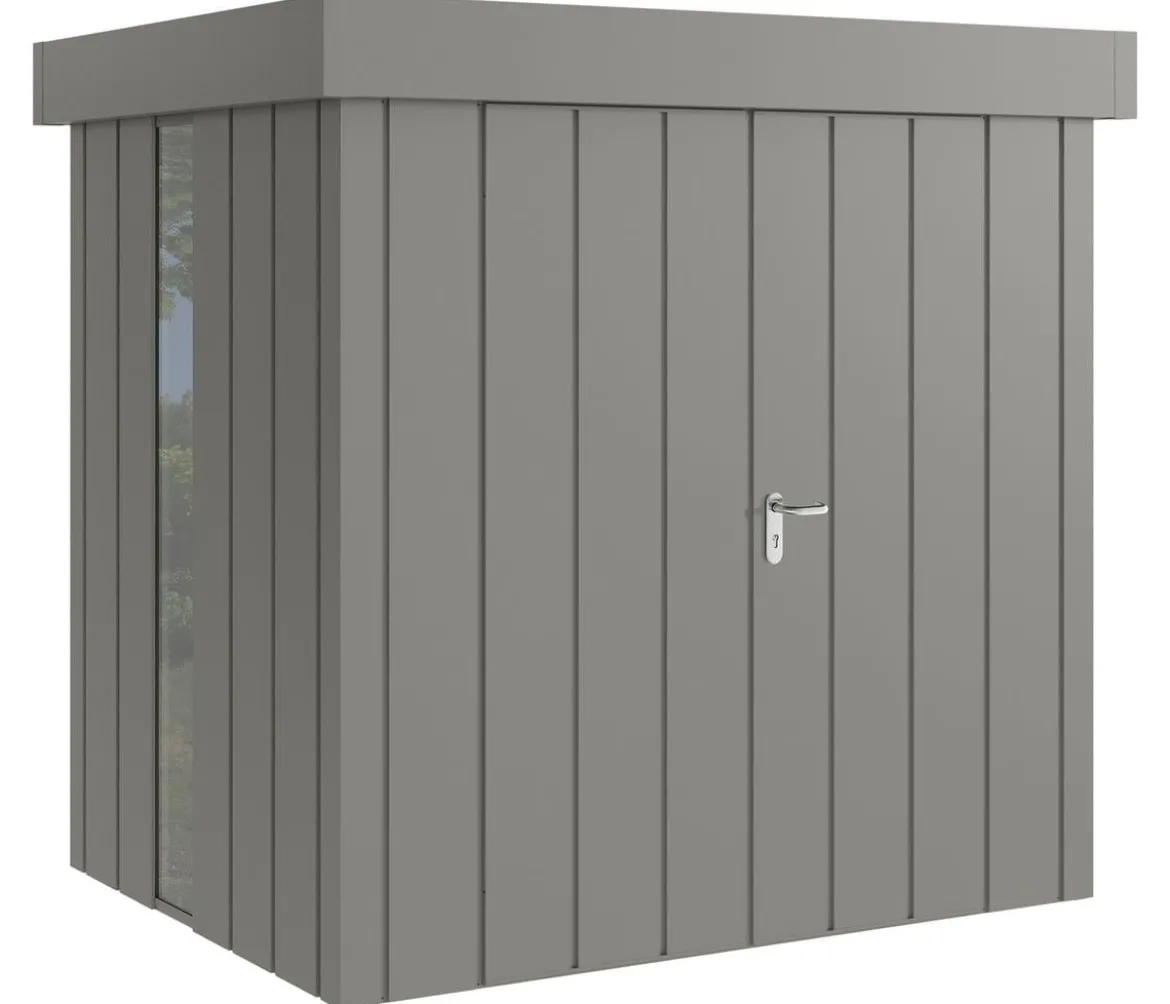 Hörmann Metallgerätehaus Juno JFD4 M-Sk Motiv Modern bodentiefes Fenster mit Doppeltür, ca. B229/H222/T181 cm