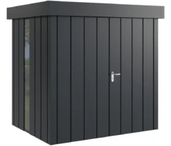 Hörmann Metallgerätehaus Juno JFD4 M-Sk Motiv Modern bodentiefes Fenster mit Doppeltür, ca. B229/H222/T181 cm