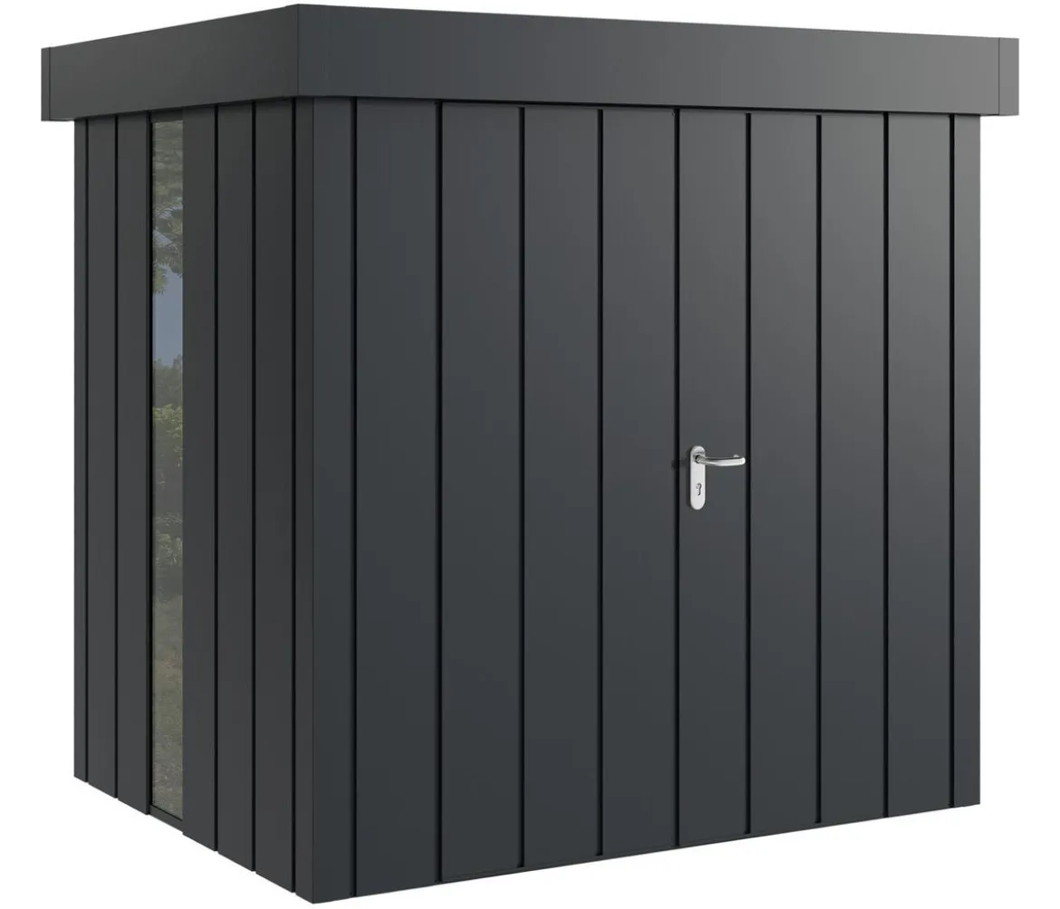 Hörmann Metallgerätehaus Juno JFD4 M-Sk Motiv Modern bodentiefes Fenster mit Doppeltür, ca. B229/H222/T181 cm