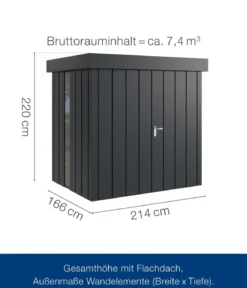 Hörmann Metallgerätehaus Juno JFD4 M-Sk Motiv Modern bodentiefes Fenster mit Doppeltür, ca. B229/H222/T181 cm