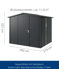 Hörmann Metallgerätehaus Juno JSD9 L-SK Motiv Design bodentiefes Fenster, ca. B285/H227/T237 cm