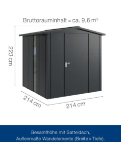 Hörmann Metallgerätehaus Juno JSD5 L-Sk Motiv Design bodentiefes Fenster, ca. B237/H223/T229 cm