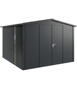 Hörmann Metallgerätehaus Juno JSD14 L-Sk Motiv Design bodentiefes Fenster mit Doppeltür, ca. B333/H231/T325 cm
