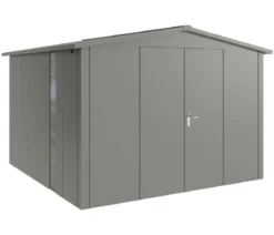 Hörmann Metallgerätehaus Juno JSD14 L-Sk Motiv Design bodentiefes Fenster mit Doppeltür, ca. B333/H231/T325 cm