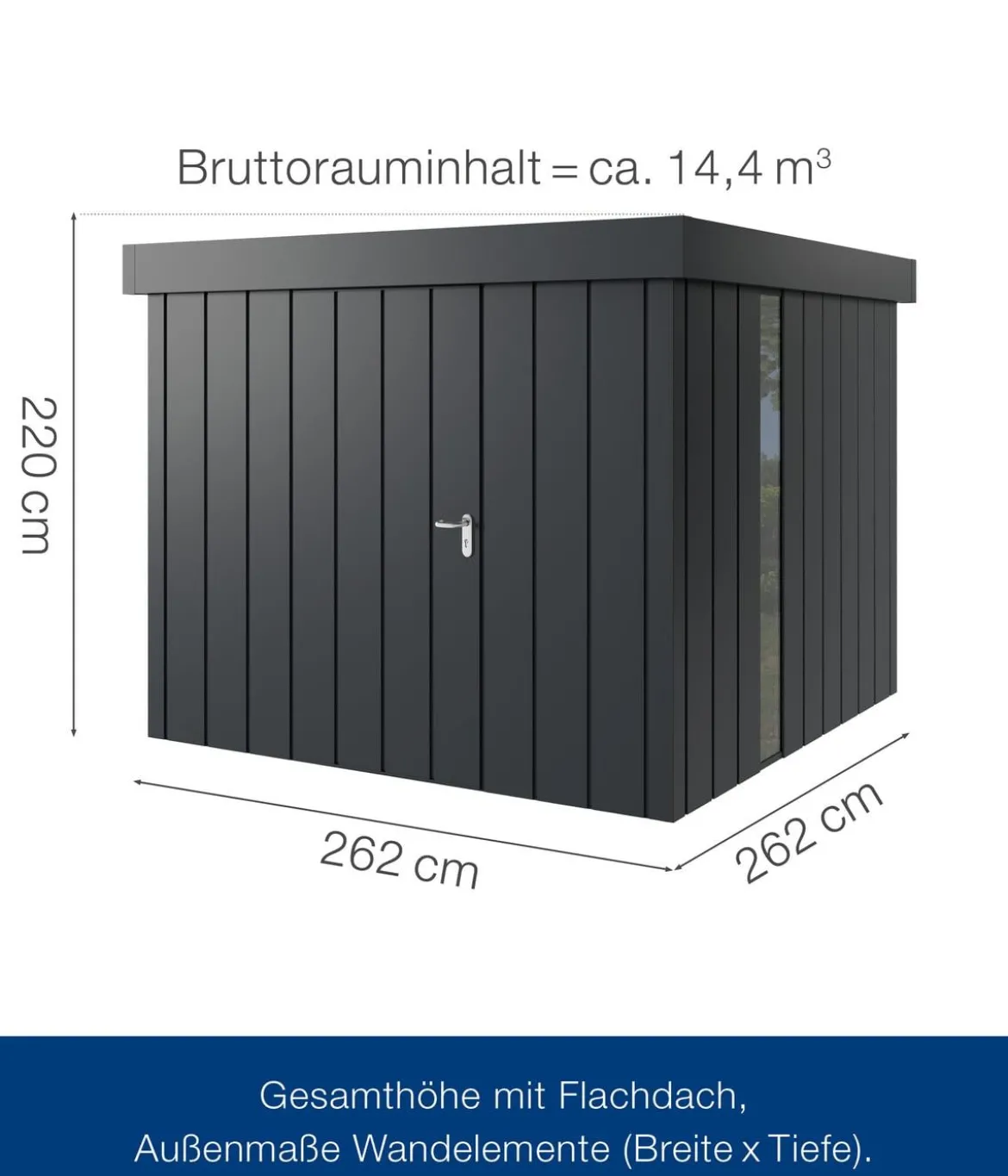 Hörmann Metallgerätehaus Juno JFD10 M-Sk Motiv Modern bodentiefes Fenster, ca. B277/H222/T277 cm