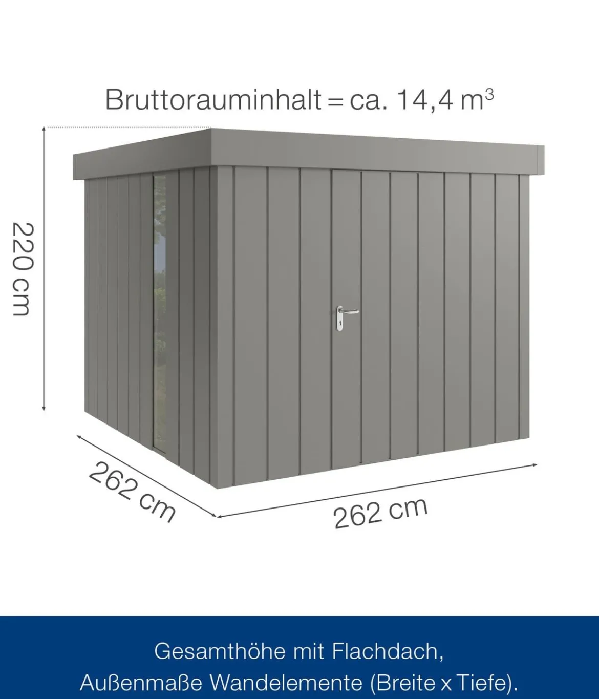 Hörmann Metallgerätehaus Juno JFD10 M-Sk Motiv Modern bodentiefes Fenster, ca. B277/H222/T277 cm