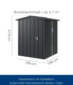 Hörmann Metallgerätehaus Juno JSD2 M-SK Motiv Modern bodentiefes Fenster, ca. B189/H219/T181 cm