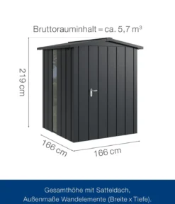 Hörmann Metallgerätehaus Juno JSD2 M-SK Motiv Modern bodentiefes Fenster, ca. B189/H219/T181 cm