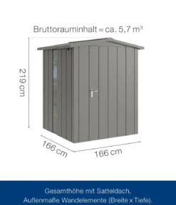 Hörmann Metallgerätehaus Juno JSD2 M-SK Motiv Modern bodentiefes Fenster, ca. B189/H219/T181 cm