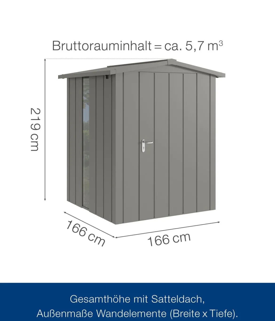 Hörmann Metallgerätehaus Juno JSD2 M-SK Motiv Modern bodentiefes Fenster, ca. B189/H219/T181 cm