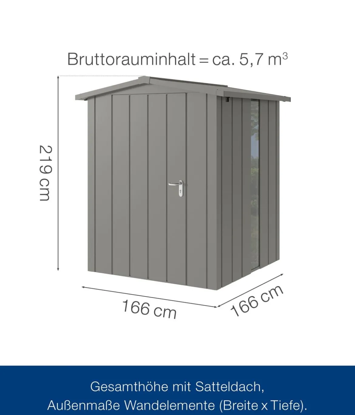Hörmann Metallgerätehaus Juno JSD2 M-SK Motiv Modern bodentiefes Fenster, ca. B189/H219/T181 cm