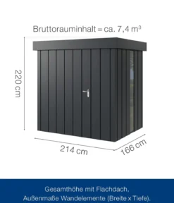 Hörmann Metallgerätehaus Juno JFD4 M-Sk Motiv Modern bodentiefes Fenster, ca. B229/H222/T181 cm