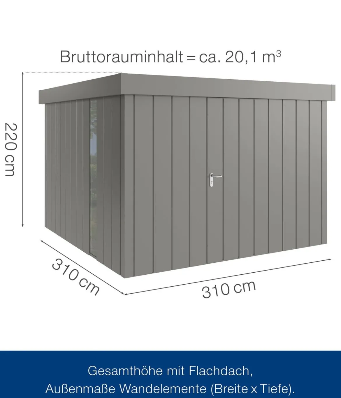 Hörmann Metallgerätehaus Juno JFD14 M-Sk Motiv Modern bodentiefes Fenster, ca. B325/H222/T325 cm