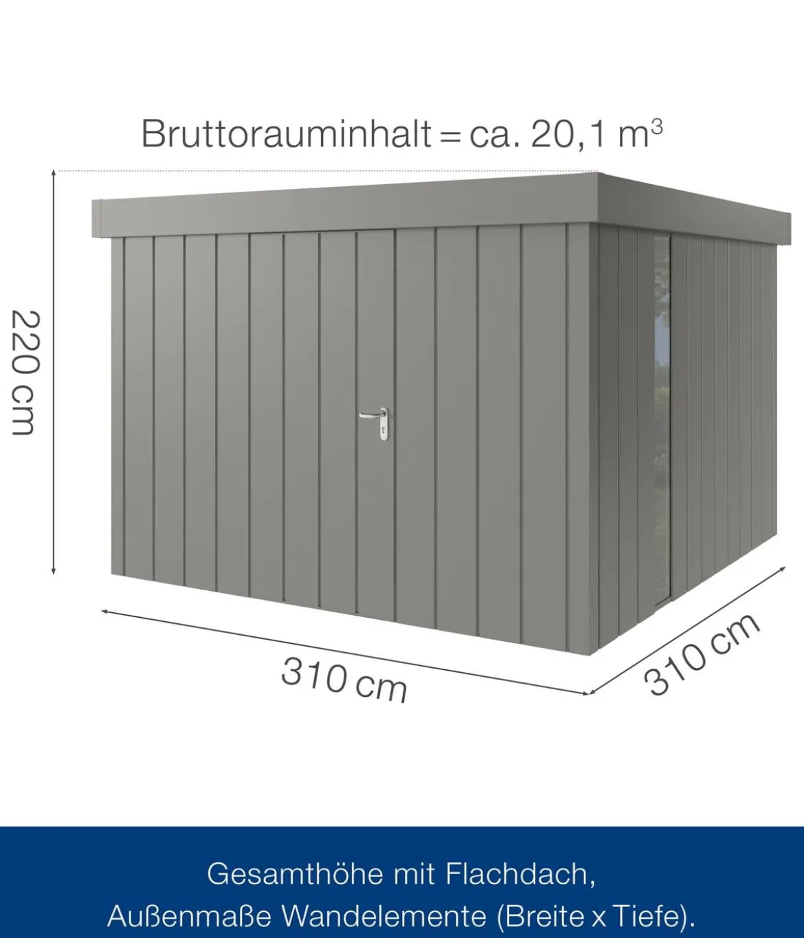 Hörmann Metallgerätehaus Juno JFD14 M-Sk Motiv Modern bodentiefes Fenster, ca. B325/H222/T325 cm