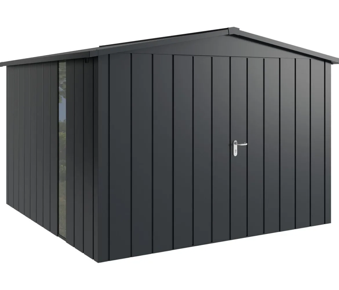 Hörmann Metallgerätehaus Juno JSD14 M-Sk Motiv Modern bodentiefes Fenster mit Doppeltür, ca. B333/H231/T325 cm