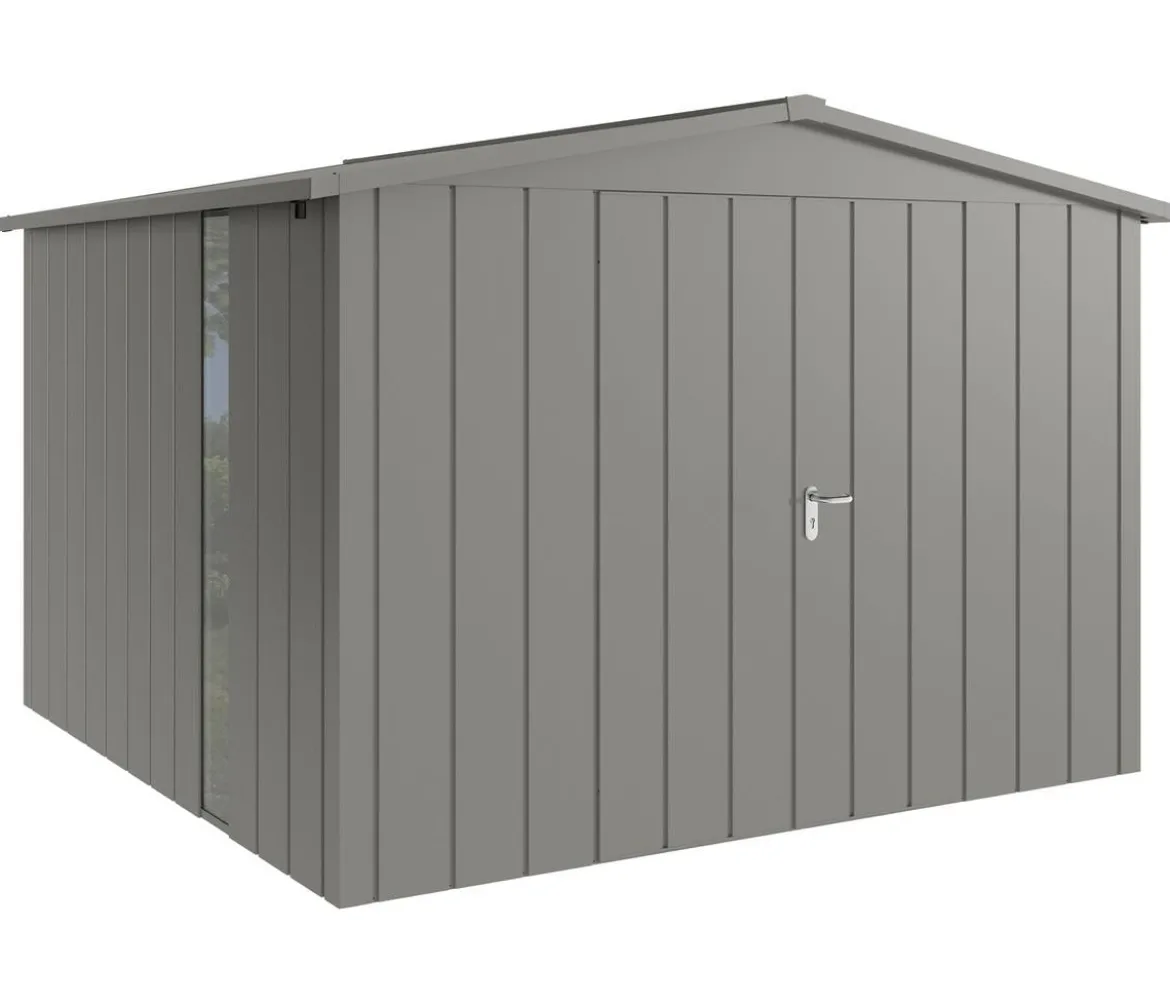 Hörmann Metallgerätehaus Juno JSD14 M-Sk Motiv Modern bodentiefes Fenster mit Doppeltür, ca. B333/H231/T325 cm