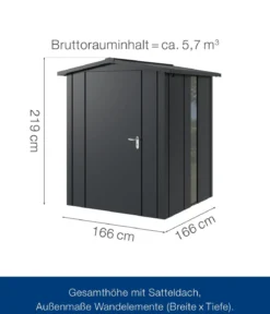 Hörmann Metallgerätehaus Juno JSD2 L-Sk Motiv Design bodentiefes Fenster, ca. B189/H219/T181 cm
