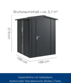 Hörmann Metallgerätehaus Juno JSD2 L-Sk Motiv Design bodentiefes Fenster, ca. B189/H219/T181 cm