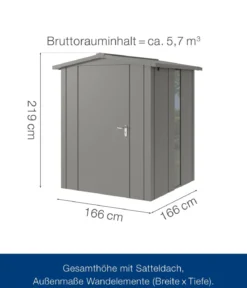 Hörmann Metallgerätehaus Juno JSD2 L-Sk Motiv Design bodentiefes Fenster, ca. B189/H219/T181 cm