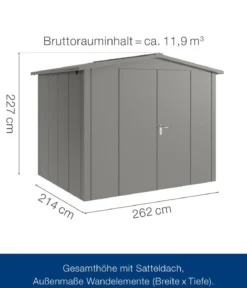 Hörmann Metallgerätehaus Juno JSD9 L-Sk Motiv Design mit Doppeltür, ca. B285/H227/T237 cm