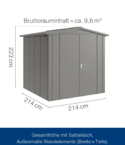Hörmann Metallgerätehaus Juno JSD5 L-Sk Motiv Design mit Doppeltür, ca. B237/H223/T229 cm
