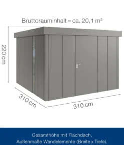 Hörmann Metallgerätehaus Juno JFD14 L-Sk Motiv Design bodentiefes Fenster, ca. B325/H222/T325 cm