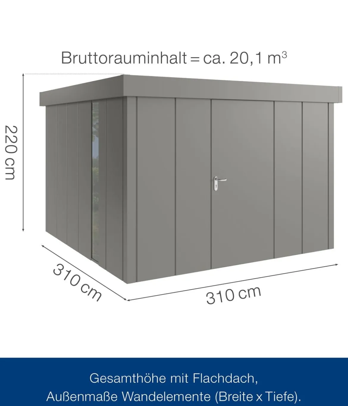 Hörmann Metallgerätehaus Juno JFD14 L-Sk Motiv Design bodentiefes Fenster, ca. B325/H222/T325 cm