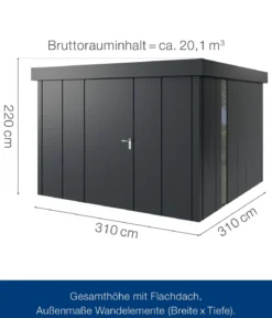 Hörmann Metallgerätehaus Juno JFD14 L-Sk Motiv Design bodentiefes Fenster, ca. B325/H222/T325 cm
