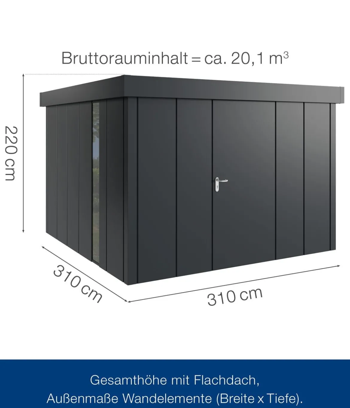 Hörmann Metallgerätehaus Juno JFD14 L-Sk Motiv Design bodentiefes Fenster, ca. B325/H222/T325 cm