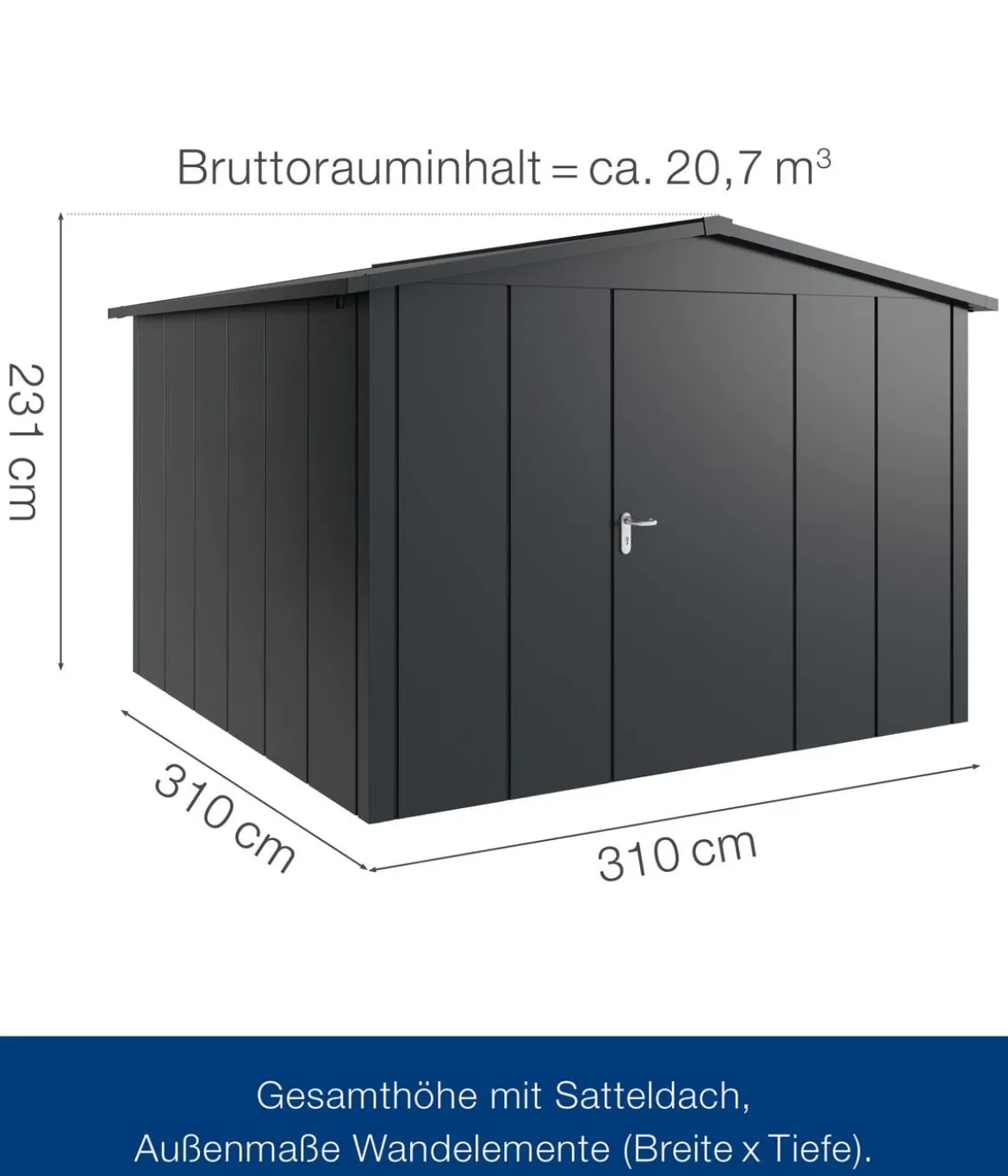 Hörmann Metallgerätehaus Juno JSD14 L-Sk Motiv Design, ca. B333/H231/T325 cm