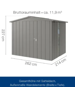 Hörmann Metallgerätehaus Juno JSD9 M-Sk Motiv Modern bodentiefes Fenster, ca. B285/H227/T237 cm