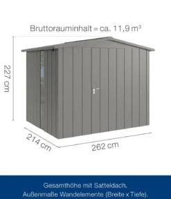Hörmann Metallgerätehaus Juno JSD9 M-Sk Motiv Modern bodentiefes Fenster, ca. B285/H227/T237 cm