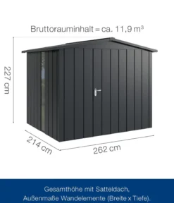 Hörmann Metallgerätehaus Juno JSD9 M-Sk Motiv Modern bodentiefes Fenster, ca. B285/H227/T237 cm