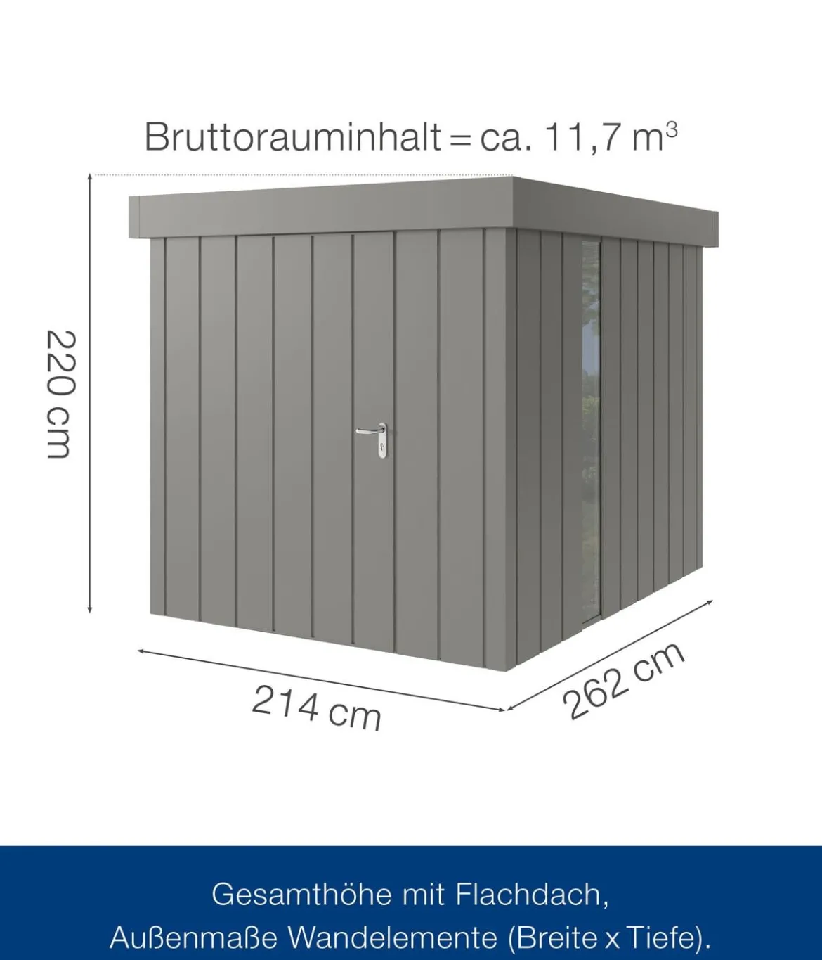 Hörmann Metallgerätehaus Juno JFD6 M-Sk Motiv Modern bodentiefes Fenster, ca. B229/H222/T277 cm