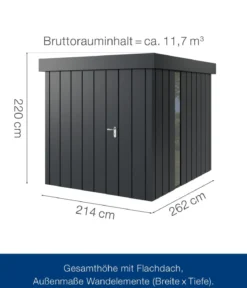 Hörmann Metallgerätehaus Juno JFD6 M-Sk Motiv Modern bodentiefes Fenster, ca. B229/H222/T277 cm